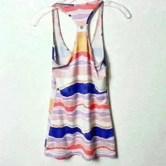LULULEMON ATHLETICA BEACH STRIPE COOL RACERBACK PURPLE MULTICOLOR WOMEN TANK 6 - Picture 4 of 5